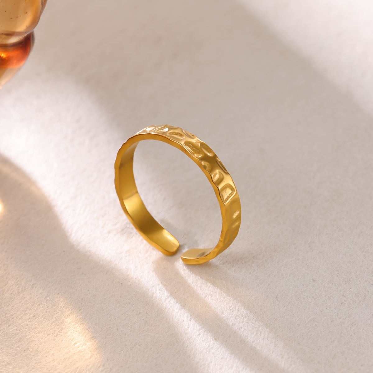 Stainless Steel Textured Plain Open Ring, Unisex